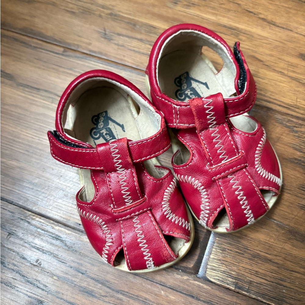 See Kai Run Red Leather Baby Walker Sandals